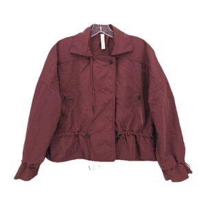 ATHLETA Acadia Jacket Cognac Brown Red Relaxed Fit Drawcords SMALL